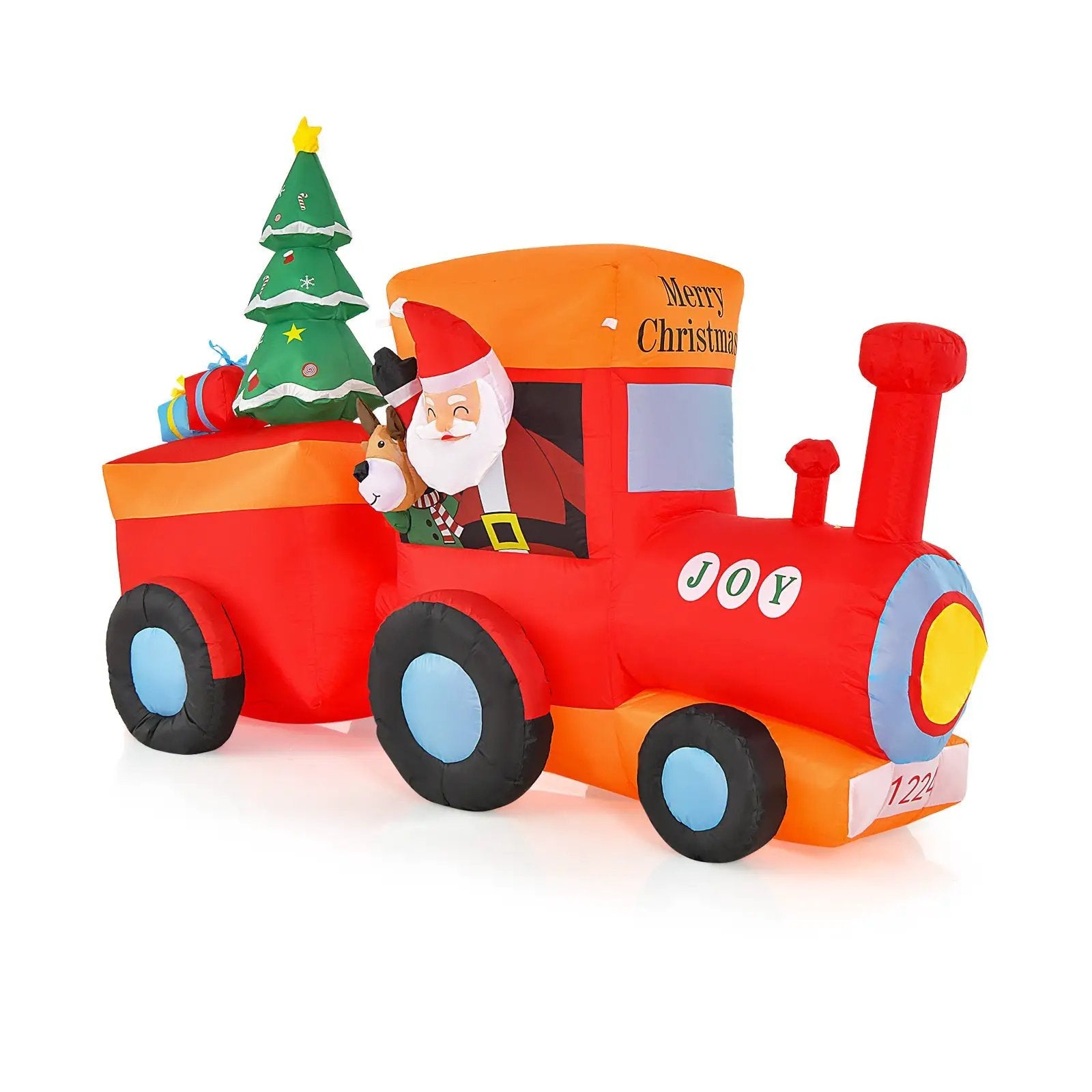 8.6 Feet Lighted Christmas Inflatable Train with Santa Claus Deer by DirectDeals