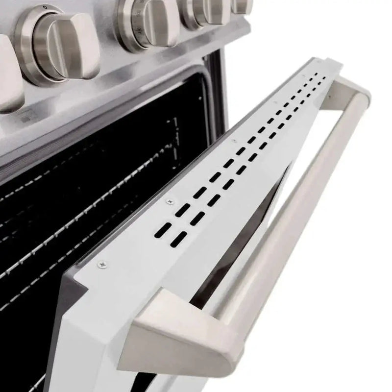 ZLINE 30"Classic Gas Range, Convection Gas Oven, DuraSnow® Stainless Steel, White Matte Door CGRS-WM-30 by Farmhouse Kitchen and Bath