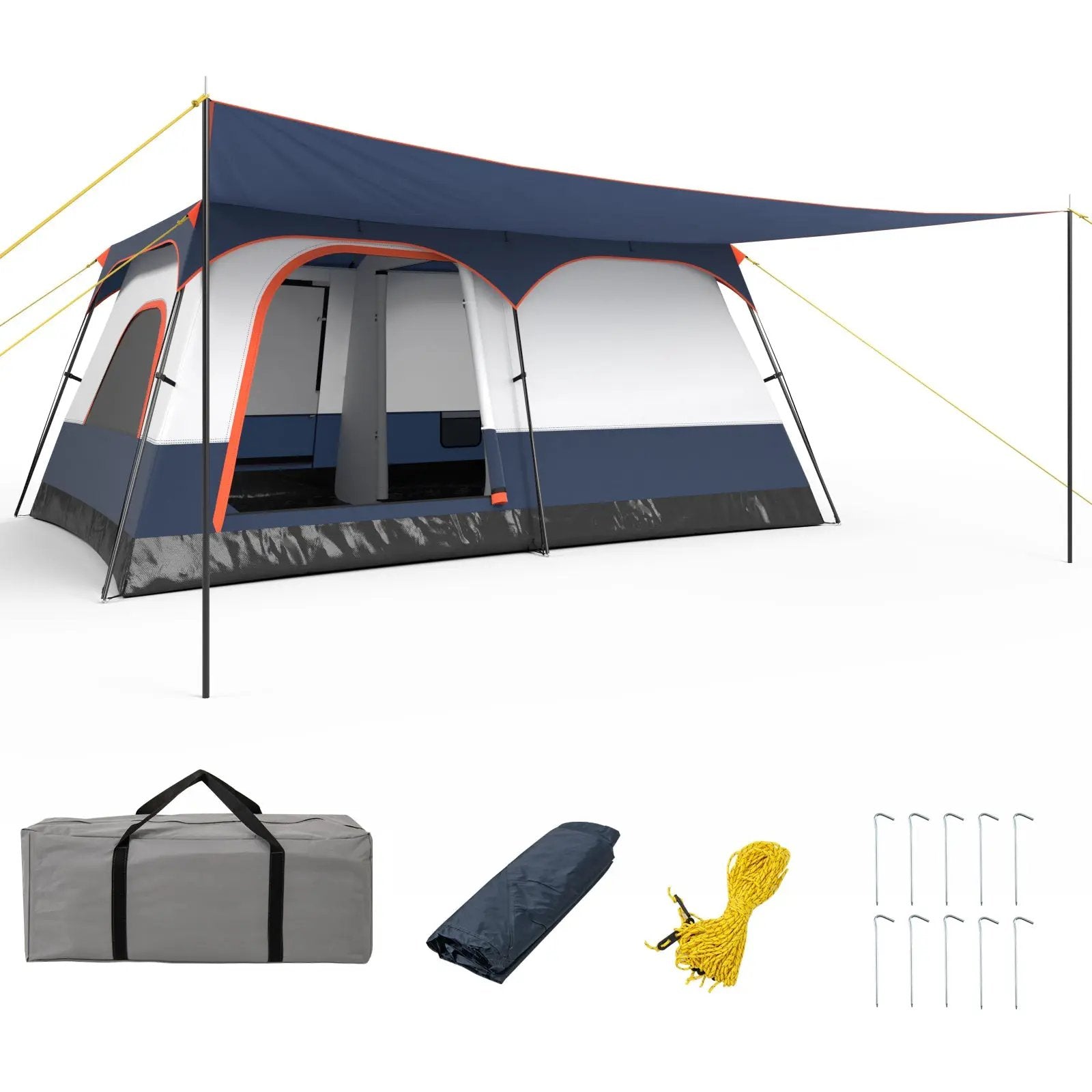 8-10 Person Camping Tent with Double Rooms and 2 Doors by DirectDeals