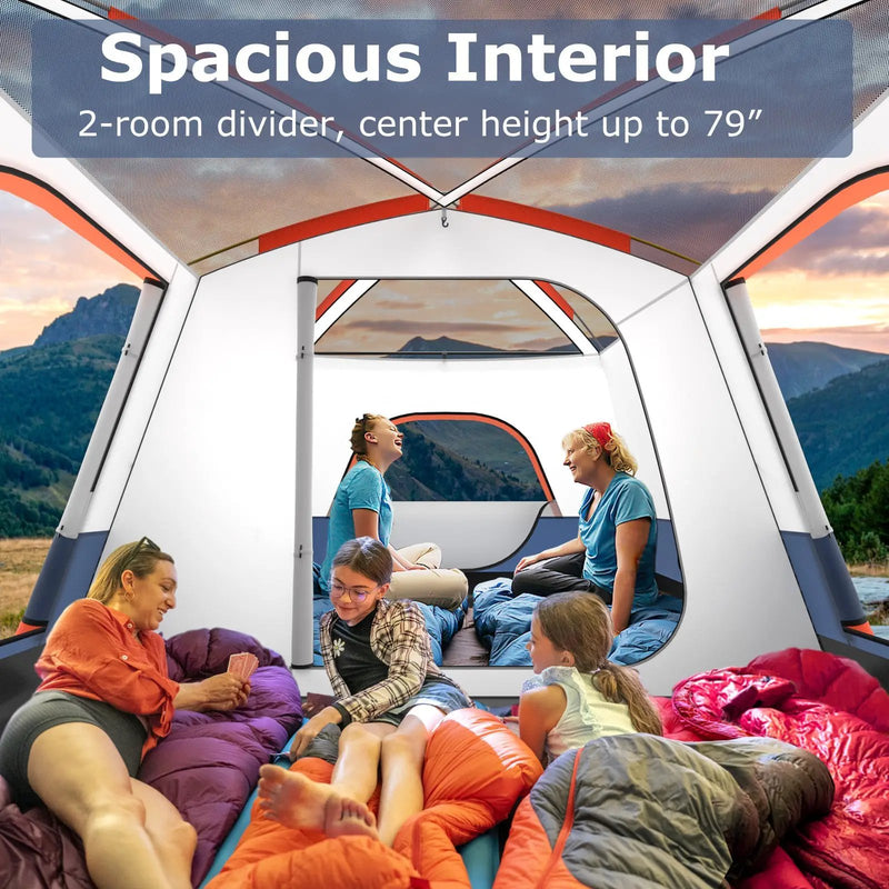 8-10 Person Camping Tent with Double Rooms and 2 Doors by DirectDeals