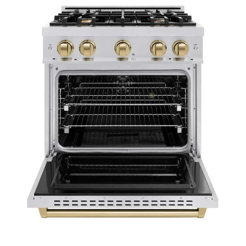 ZLINE 30" Classic Gas Range, Convection Gas Oven Stainless Steel, Champagne Bronze CGRZ-30-CB by Farmhouse Kitchen and Bath