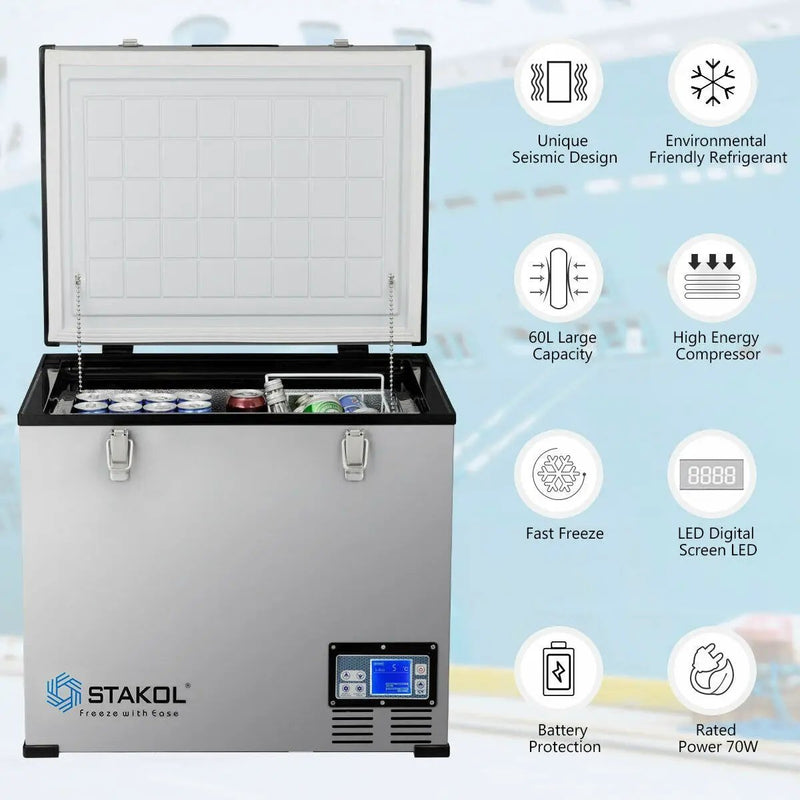 63-Quart Portable Compressor Camping Electric Car Cooler by DirectDeals