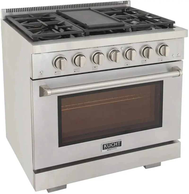 Kucht 36" Freestanding Professional Gas Range KFX3600X-S by Farmhouse Kitchen and Bath