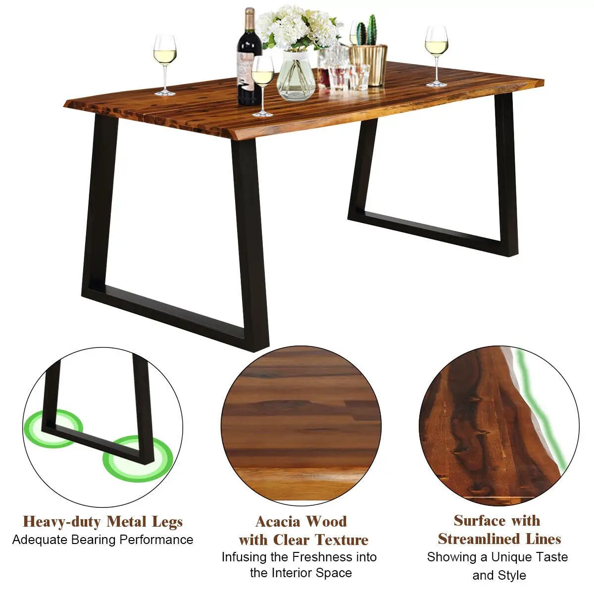 Rectangular Acacia Wood Dining Table by DirectDeals