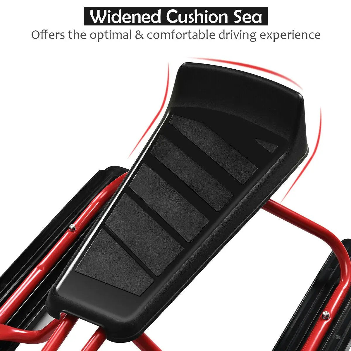 55.5 x 23.5 Inch Snow Sled with Steering Wheel and Double Brakes Pull Rope Slider by DirectDeals