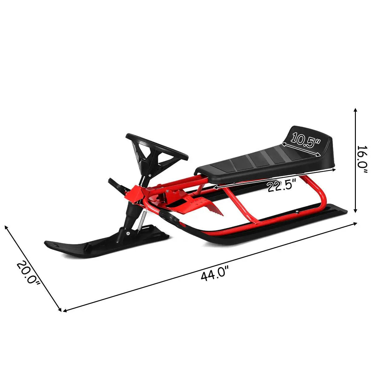 Kids Snow Sled with Steering Wheel and Double Brakes Pull Rope by DirectDeals