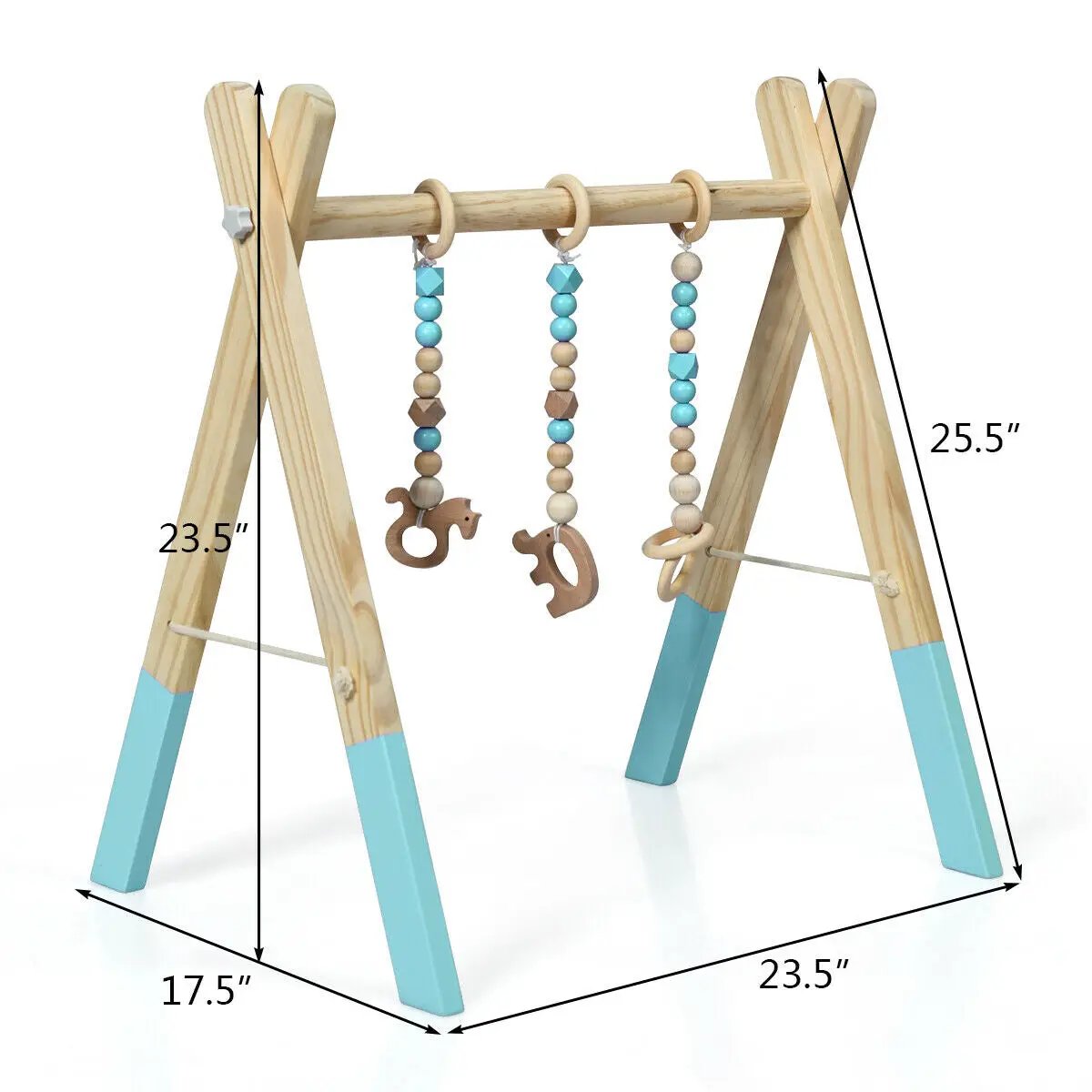 Portable 3 Wooden Newborn Baby Exercise Activity Gym Teething Toys Hanging Bar by DirectDeals