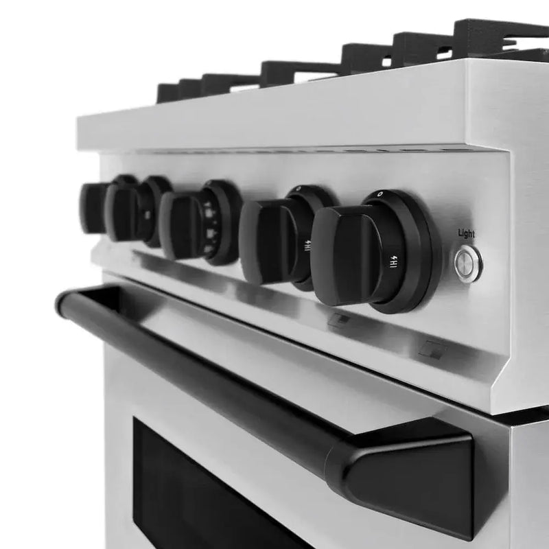 ZLINE 30" Dual Fuel Range, Gas Cooktop, Electric Convection Oven Stainless Steel, Matte Black CDRZ-30-MB by Farmhouse Kitchen and Bath