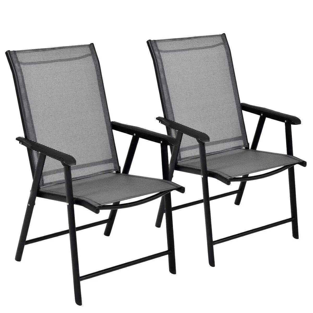 Set of 2 Outdoor Patio Folding Chairs-Gray by DirectDeals