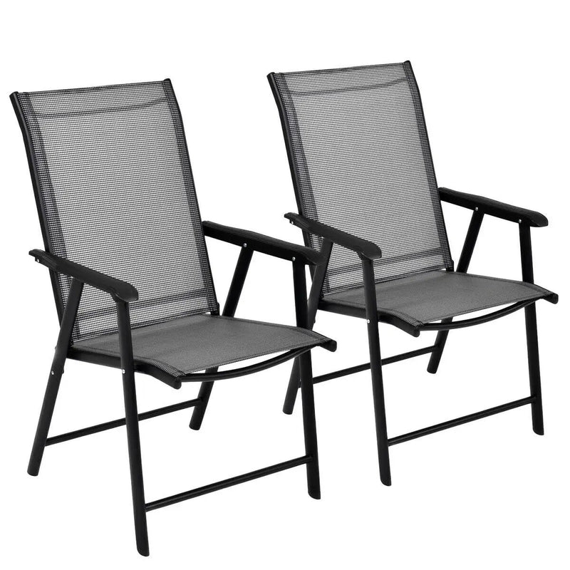 Set of 2 Outdoor Patio Folding Chairs-Gray by DirectDeals