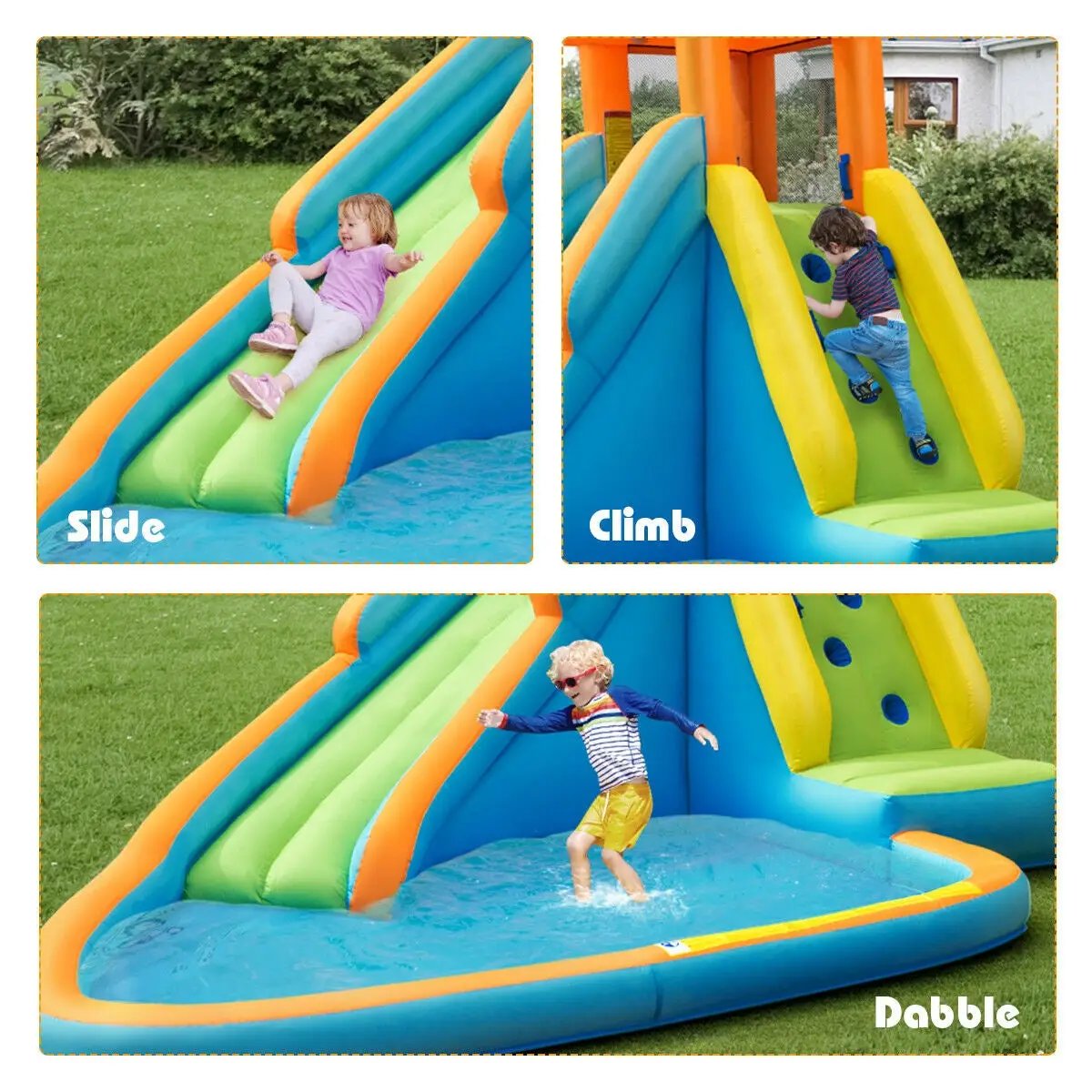 Inflatable Water Slide Kids Bounce House with 740W Blower by DirectDeals