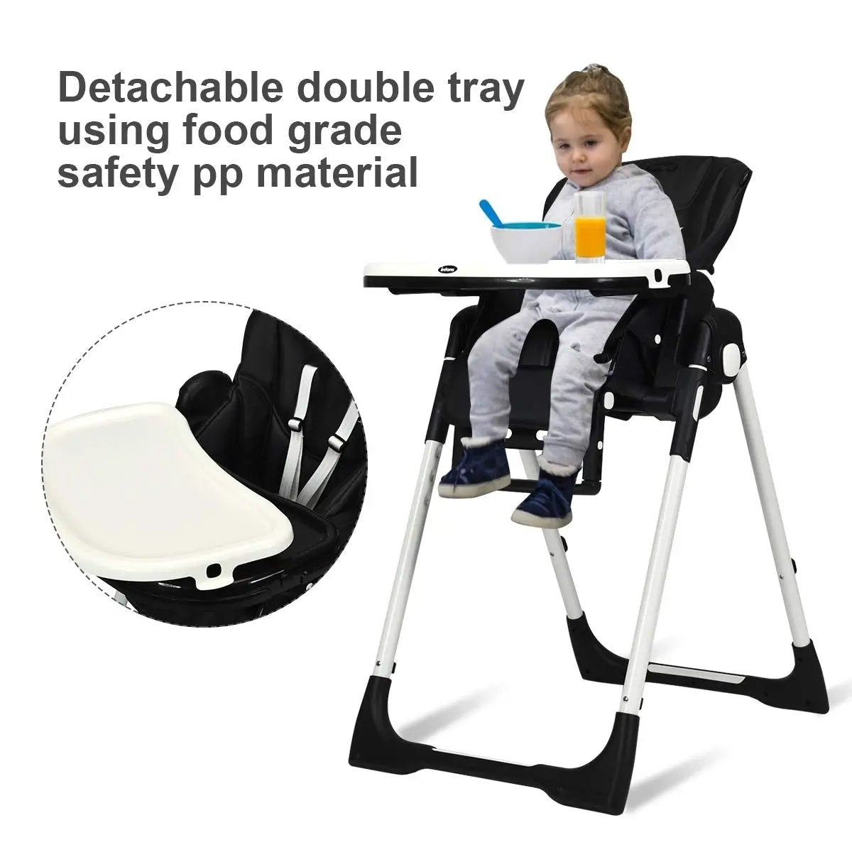 Foldable High chair with Multiple Adjustable Backrest by DirectDeals