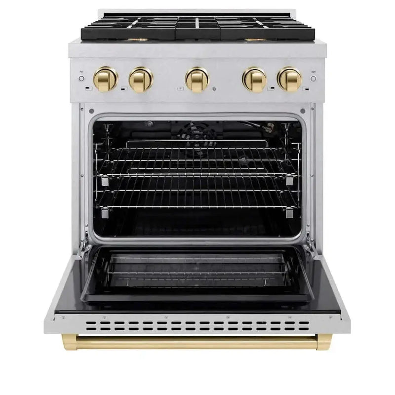 ZLINE 30"Gas Range, Convection Gas Oven , DuraSnow® Gold, SGRSZ-30-G by Farmhouse Kitchen and Bath