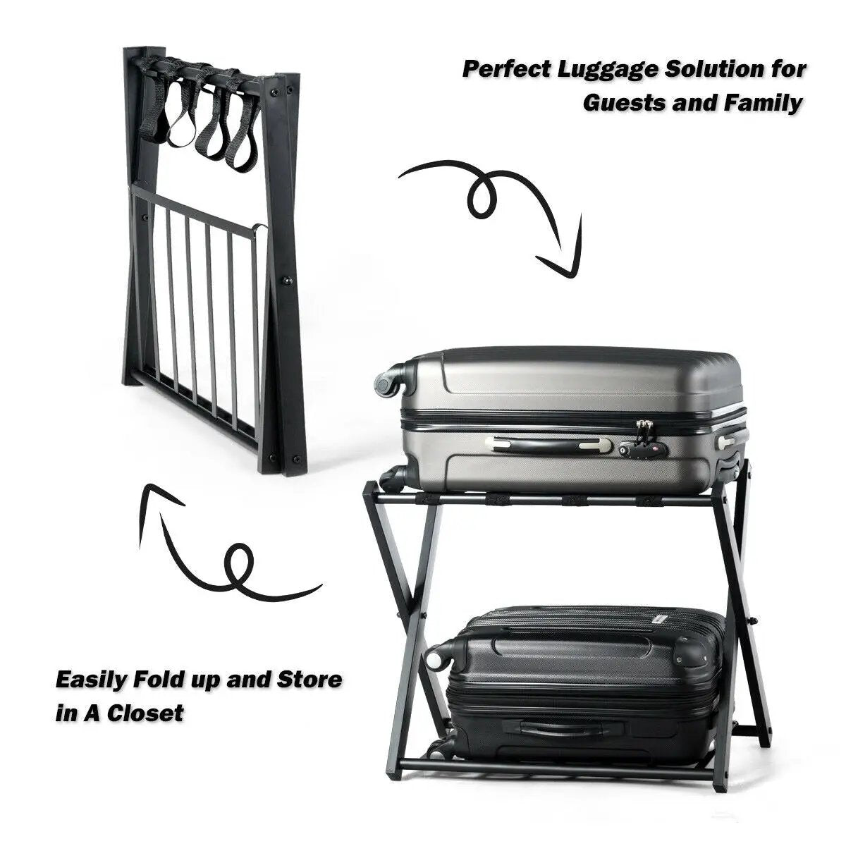 Set of 2 Folding Metal Luggage Rack Suitcase, photo 5 of 9