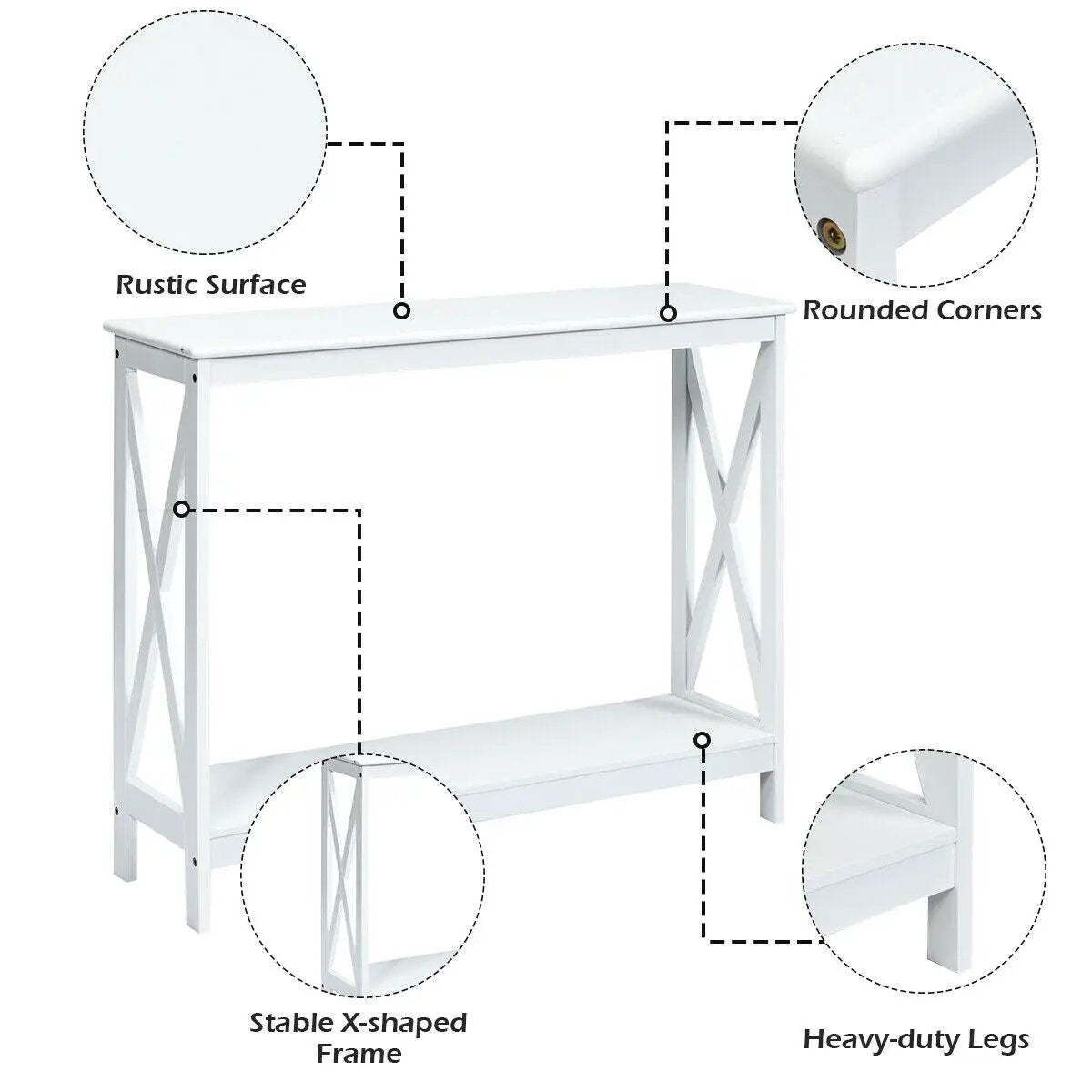 2-Tier Console X-Design Sofa Side Accent Table, photo 8 of 11