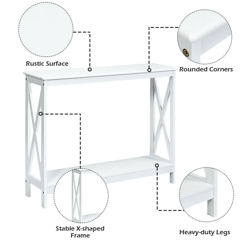 2-Tier Console X-Design Sofa Side Accent Table by DirectDeals