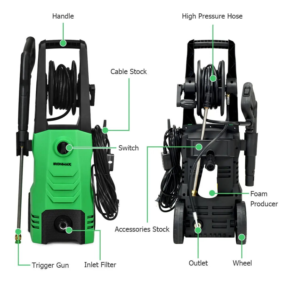 3500PSI Electric Pressure Washer with Wheels, photo 10 of 16