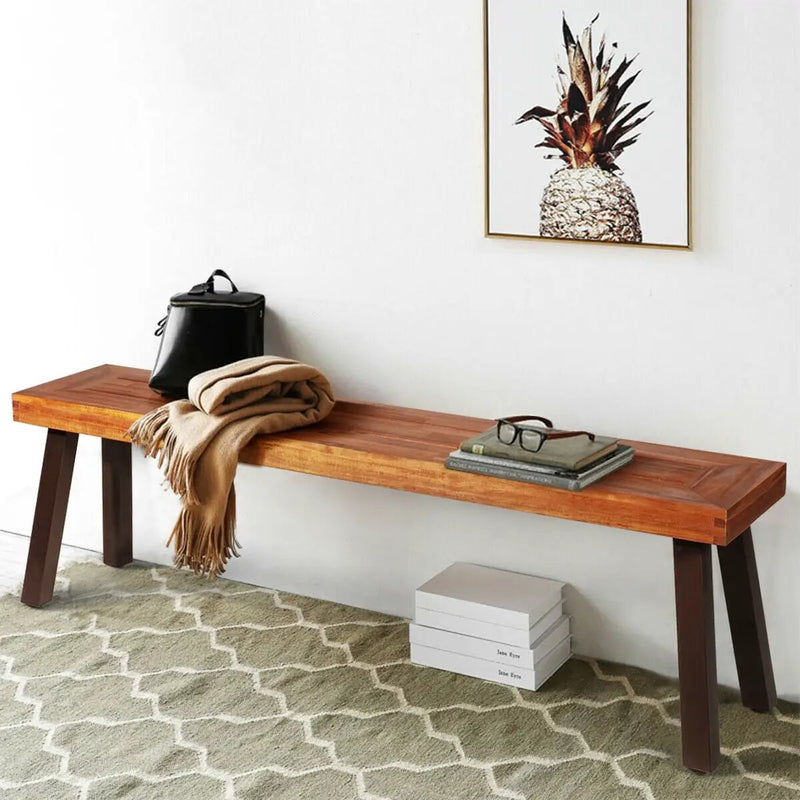Set of 2 Patio Acacia Wood Dining Benches by DirectDeals