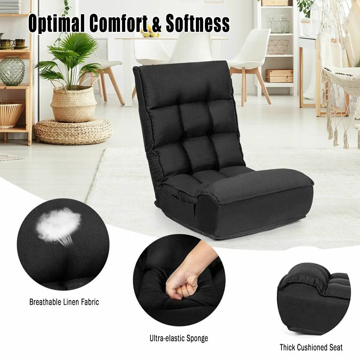 4-Position Adjustable Floor Chair Folding Lazy Sofa by DirectDeals