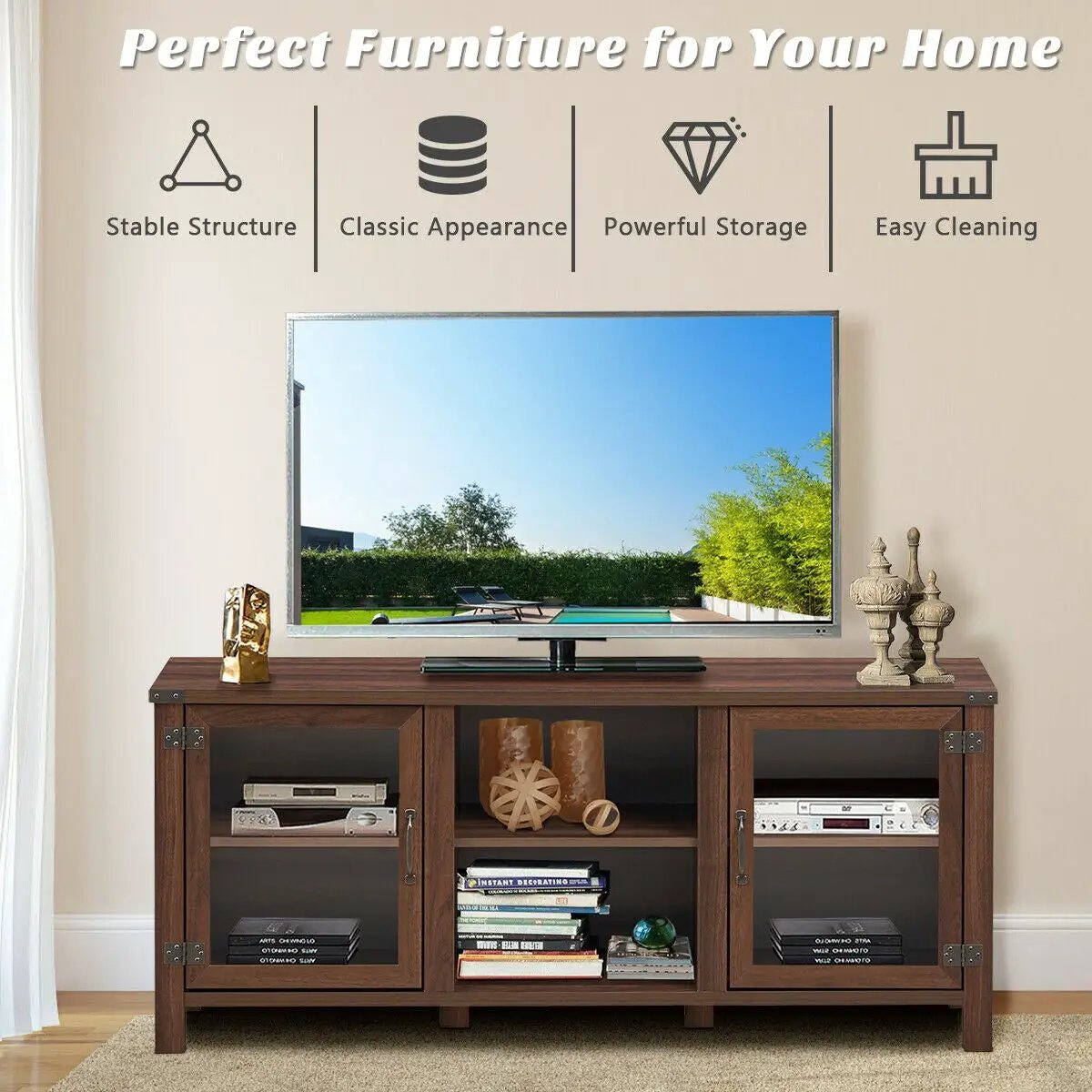 TV Stand Entertainment Center for TVs up to 65 Inch with Storage Cabinets, photo 4 of 16