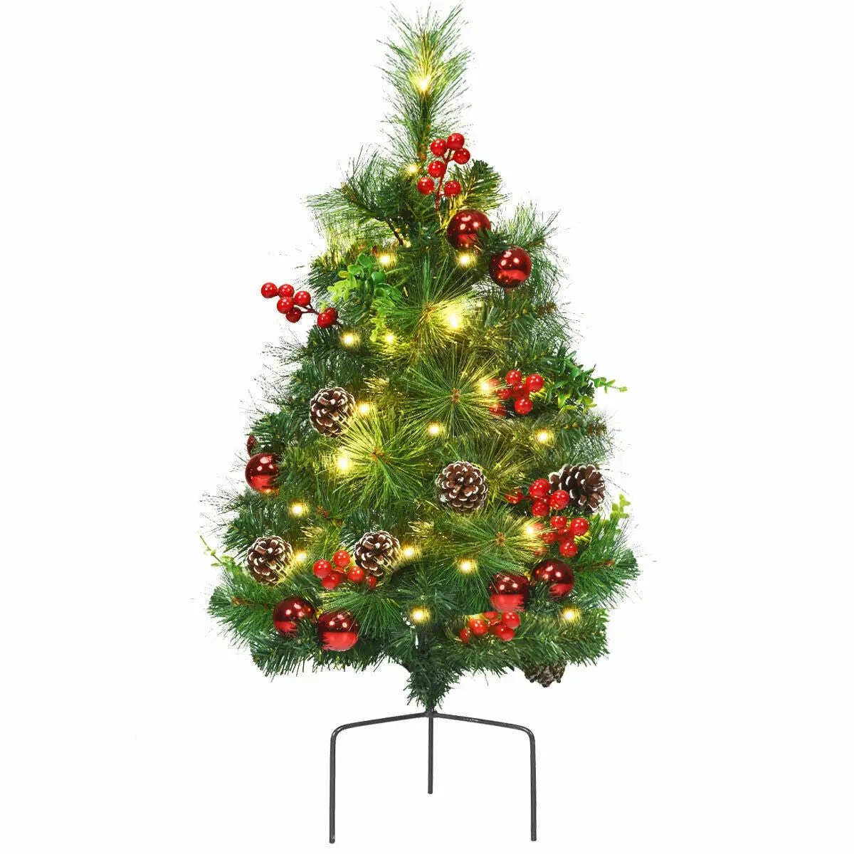 Set of 2 29 Inch Battery Powered Pre-lit Pathway Holiday Christmas Trees by DirectDeals