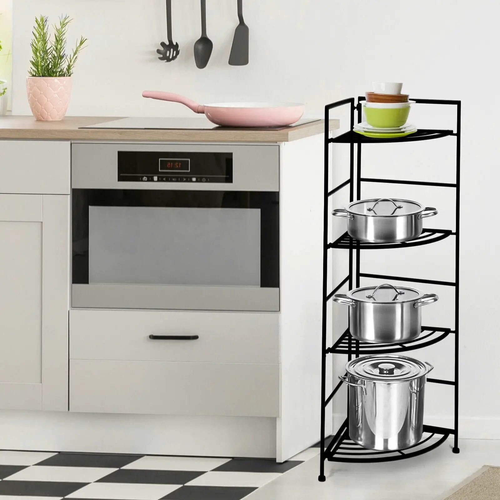 4 Tier Folding Metal Shelf Plant Stand Storage Open Shelf Corner Display Rack by DirectDeals