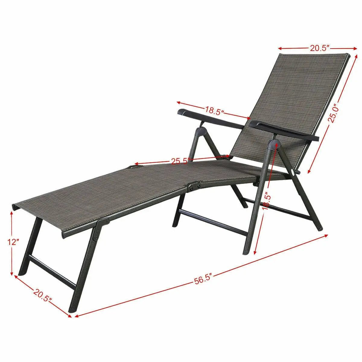 Set of 2 Adjustable Chaise Lounge Chair with 5 Reclining Positions by DirectDeals