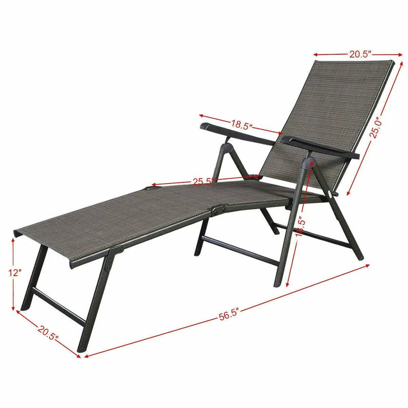 Set of 2 Adjustable Chaise Lounge Chair with 5 Reclining Positions by DirectDeals