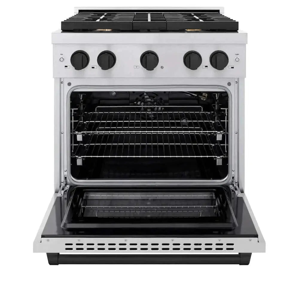 ZLINE 30"Gas Range, Convection Oven Stainless Steel, Matte Black, SGRZ-30-MB by Farmhouse Kitchen and Bath