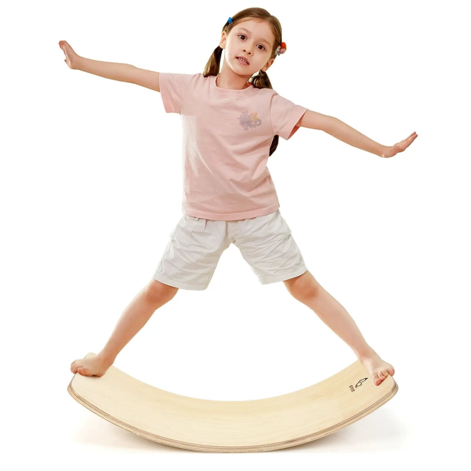 Wooden Wobble Balance Board Kids with Felt Layer-Natural by DirectDeals