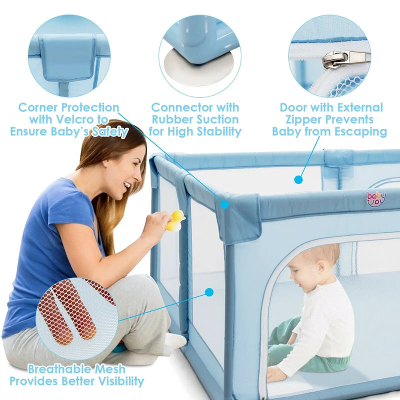 Baby Playpen Extra Large Kids Activity Center Safety Play-Blue by DirectDeals