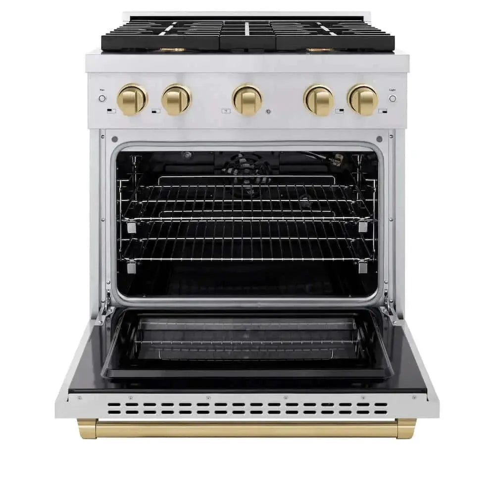 ZLINE 30"Gas Range, Convection Oven Stainless Steel, Champagne Bronze, SGRZ-30-CB by Farmhouse Kitchen and Bath
