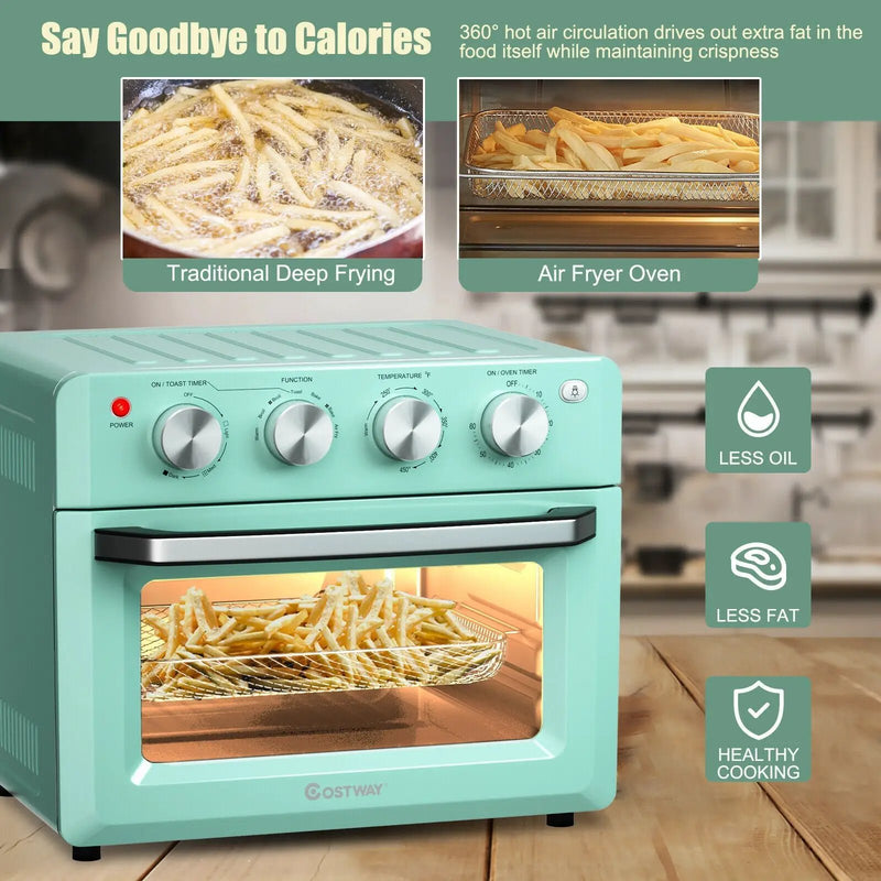19 Qt Dehydrate Convection Air Fryer Toaster Oven with 5 Accessories-Green by DirectDeals