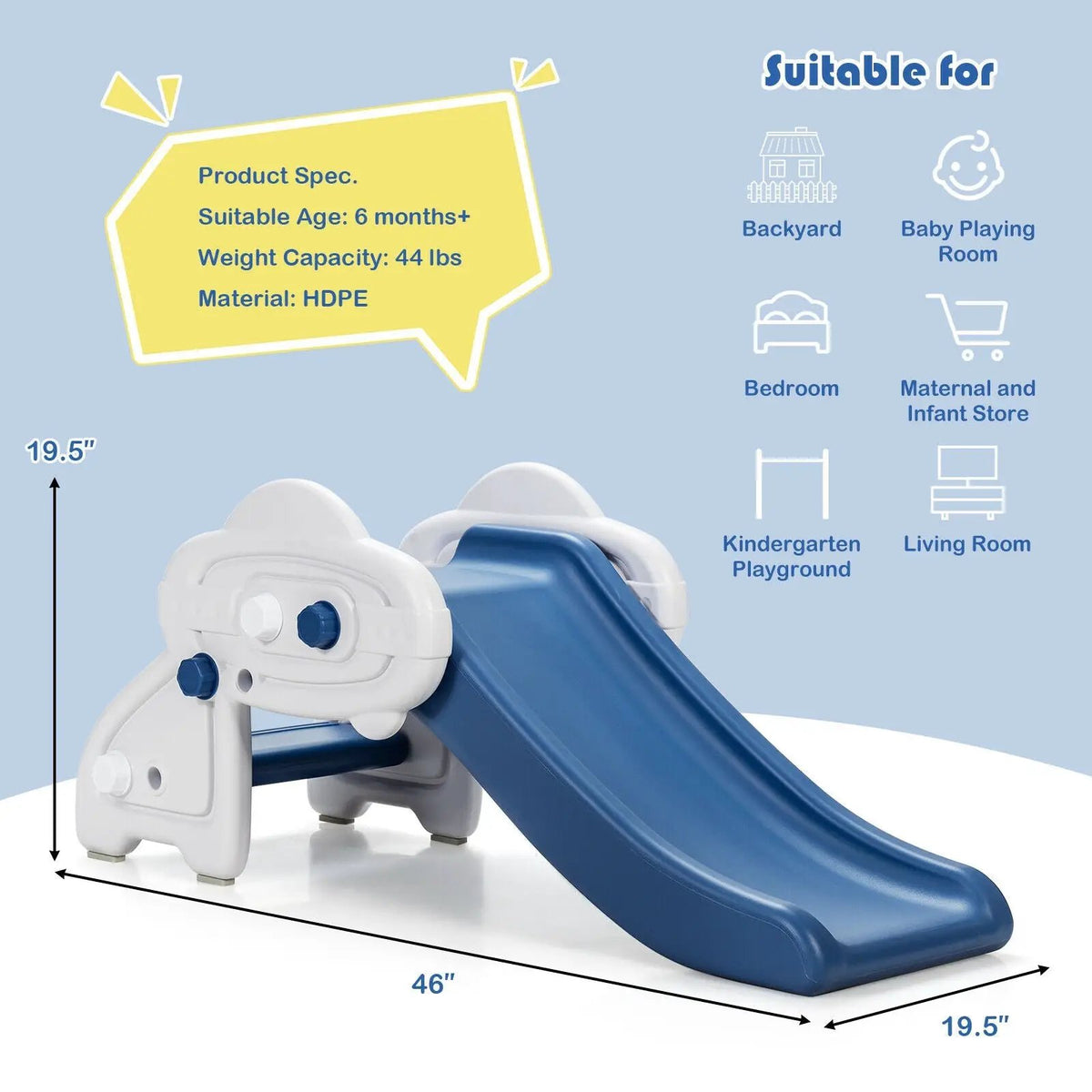 Freestanding Baby Mini Play Climber Slide Set with HDPE anf Anti-Slip Foot Pads, photo 14 of 16