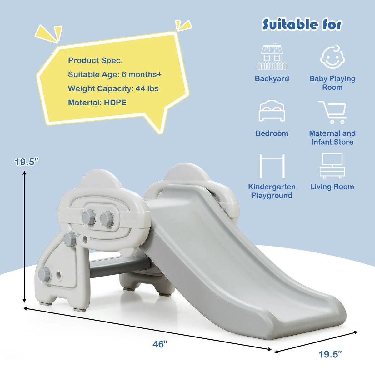 Freestanding Baby Mini Play Climber Slide Set with HDPE anf Anti-Slip Foot Pads, photo 15 of 16