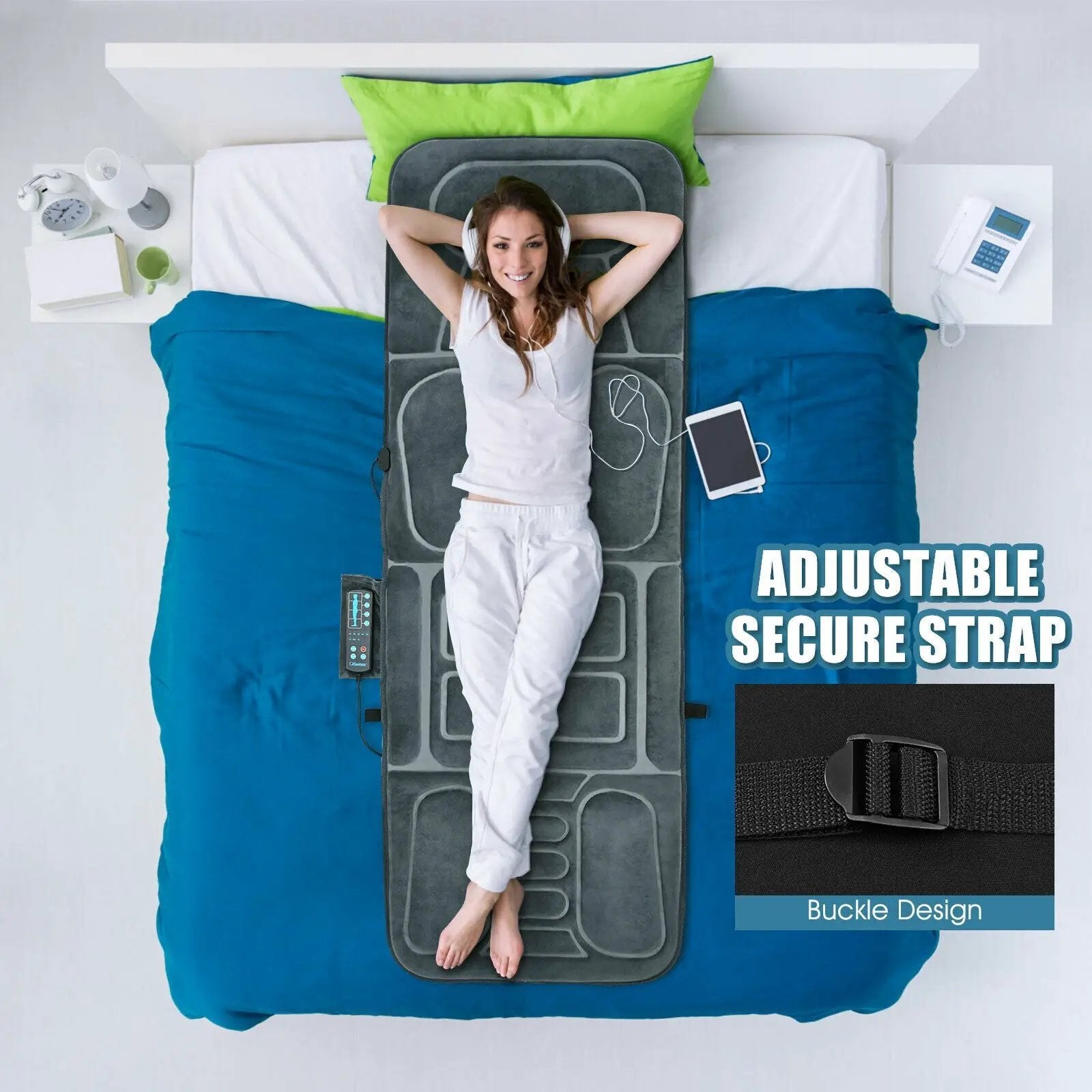 Foldable Massage Mat with Heat and 10 Vibration Motors by DirectDeals