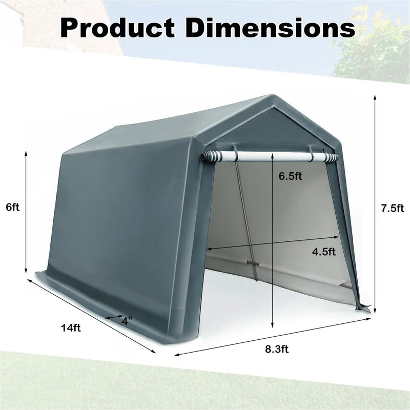Outdoor Storage Shed 8.3 x 14 Ft with Roll-Up Zipper Door by DirectDeals