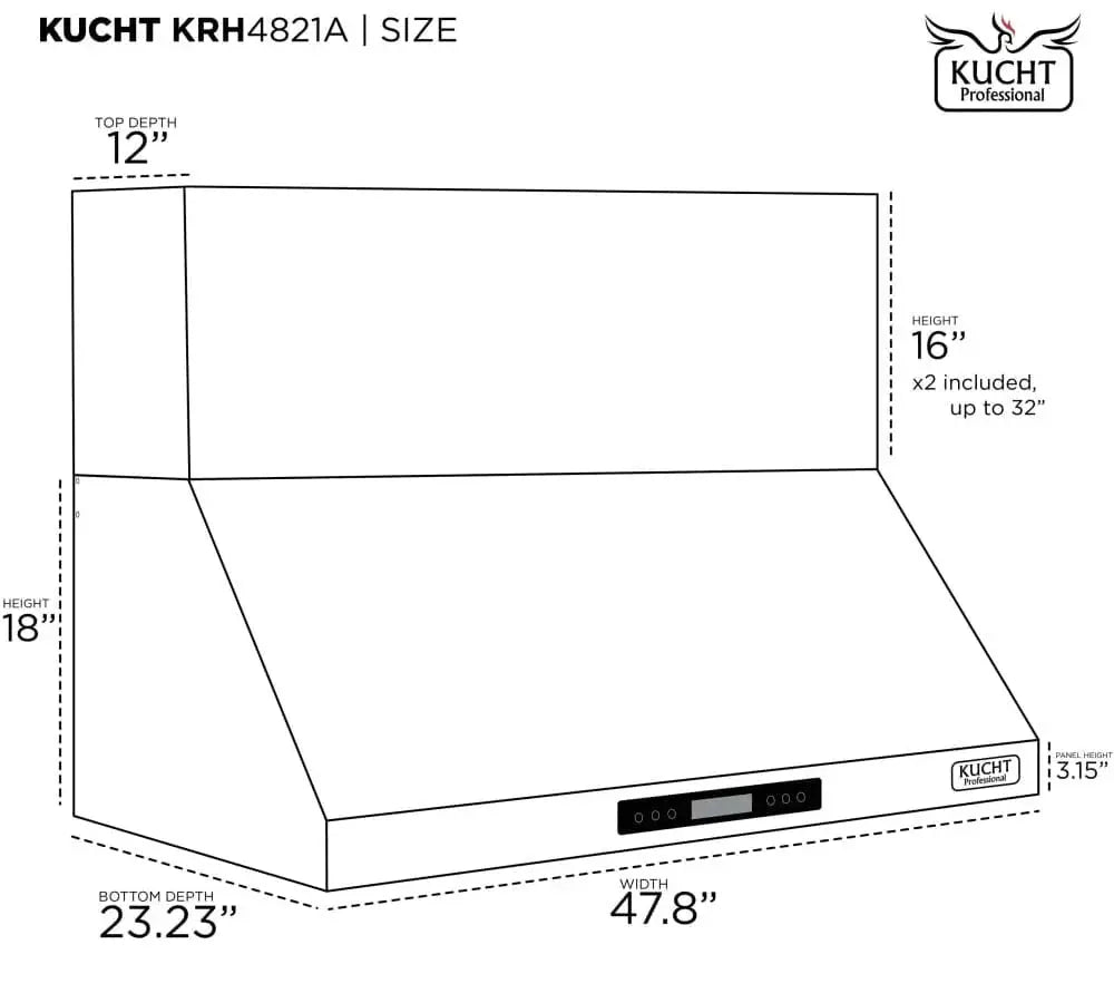 Kucht Gemstone™ 48" Wall Mount Range Hood KRH483A-C by Farmhouse Kitchen and Bath