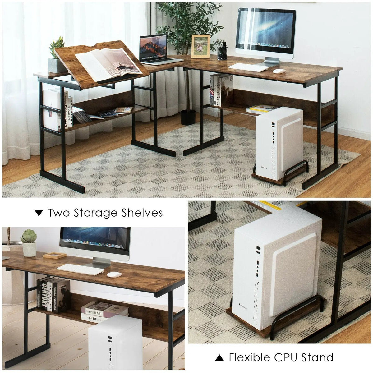 L-Shaped Computer Desk with Tiltable Tabletop, photo 27 of 32