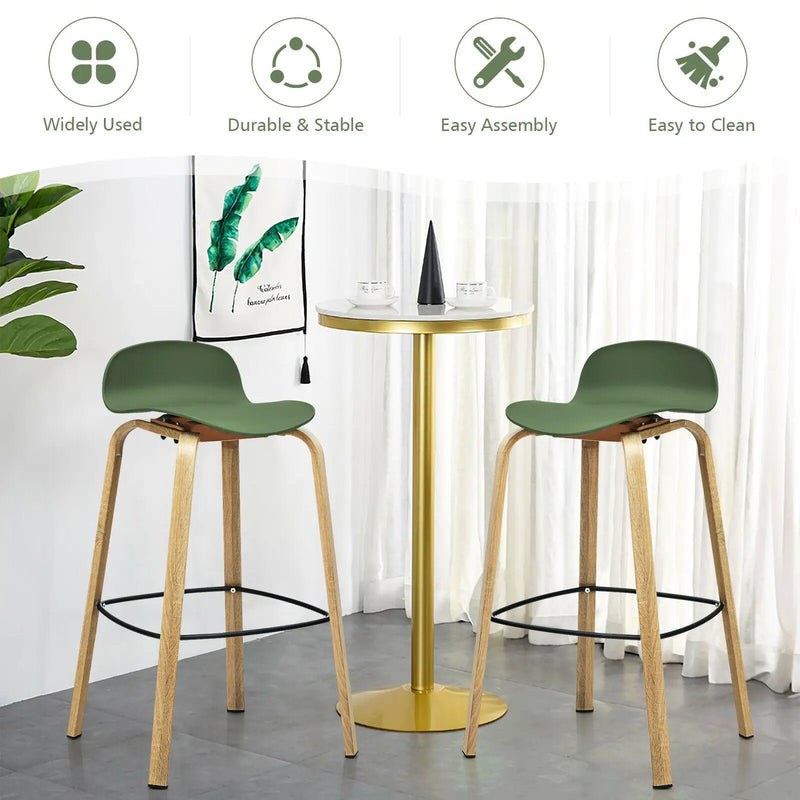 Set of 2 Modern Barstools Pub Chairs with Low Back and Metal Legs by DirectDeals