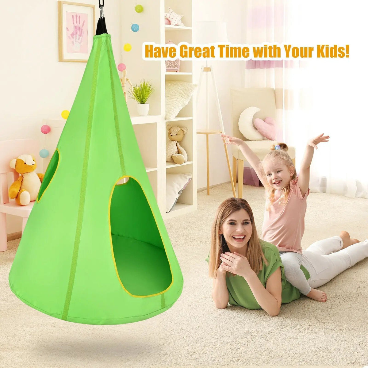 32 Inch Kids Nest Swing Chair Hanging Hammock Seat for Indoor Outdoor, photo 23 of 24