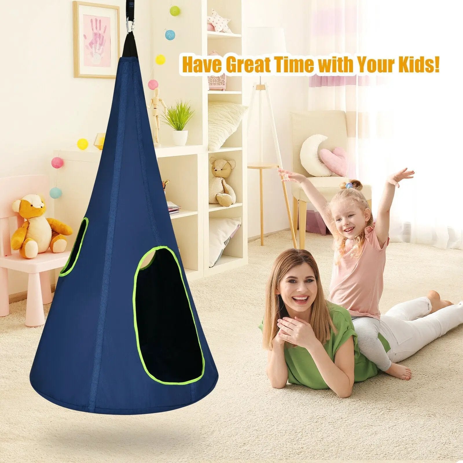 32 Inch Kids Nest Swing Chair Hanging Hammock Seat for Indoor Outdoor by DirectDeals