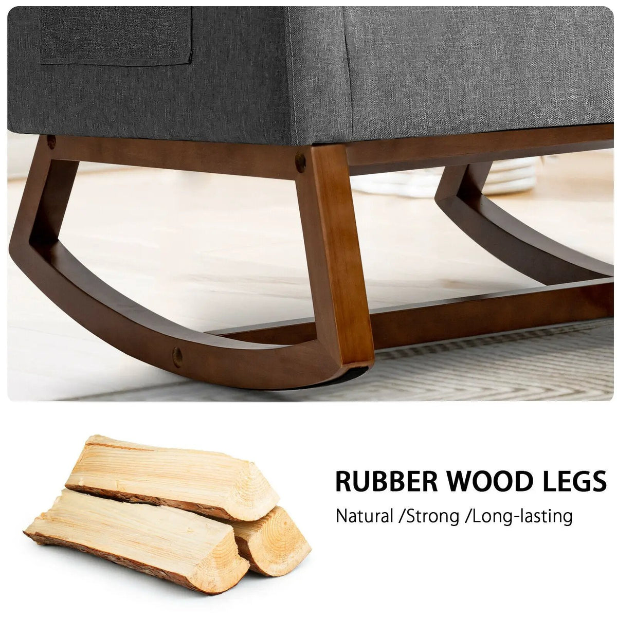 Rocking High Back Upholstered Lounge Armchair with Side Pocket, photo 8 of 9