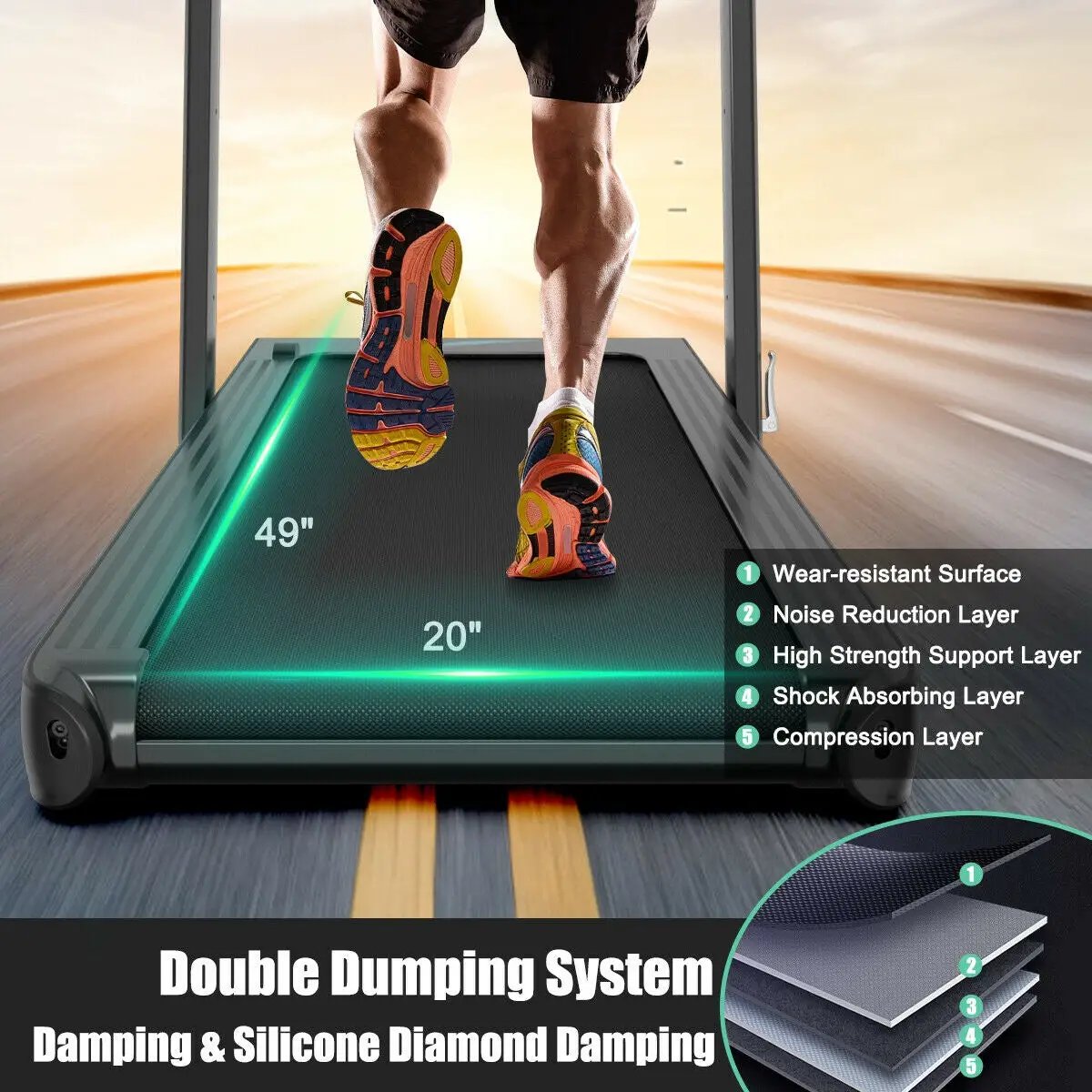 4.75HP 2 In 1 Folding Treadmill with Remote APP Control, photo 8 of 13