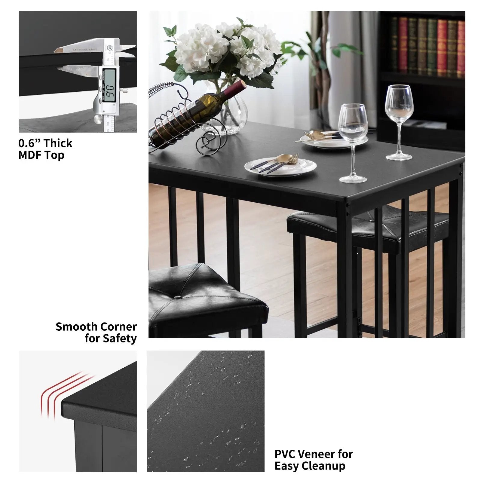 3 Pieces Modern Counter Height Dining Set by DirectDeals