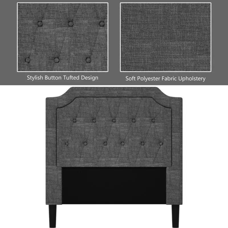 Linen Twin Upholstered Platform Bed with Frame Headboard Mattress Foundation by DirectDeals