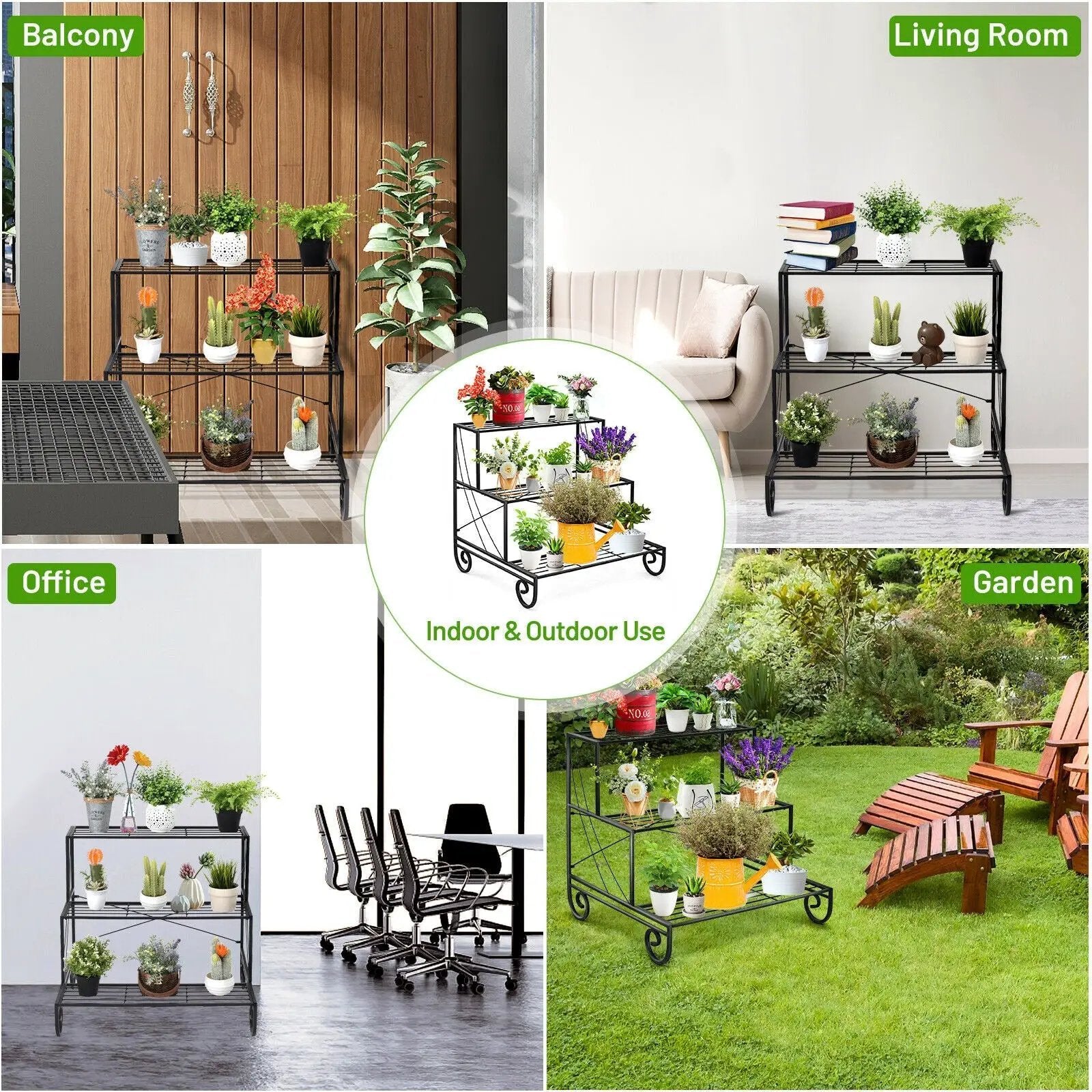 3 Tier Outdoor Metal Garden Planter Holder Shelf by DirectDeals