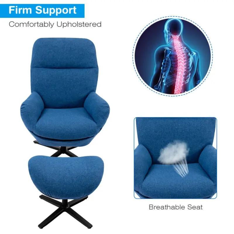 Upholstered Swivel Lounge Chair with Ottoman and Rocking Footstool by DirectDeals