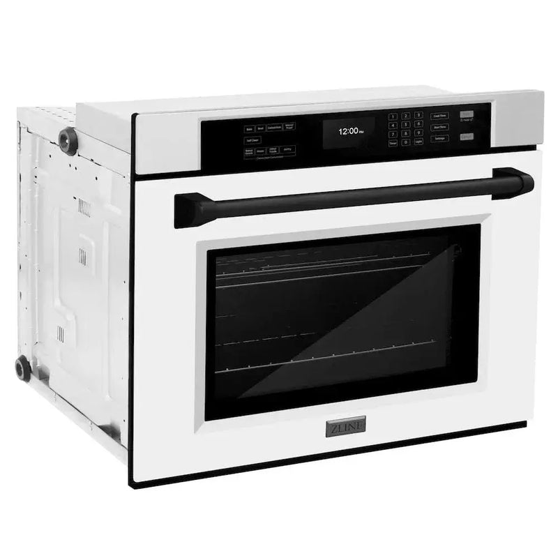 ZLINE 30" Autograph Edition Professional True Convection Single Wall Oven, Air Fry, Self Clean, White Matte, Matte Back WASZ-WM-30-MB by Farmhouse Kitchen and Bath