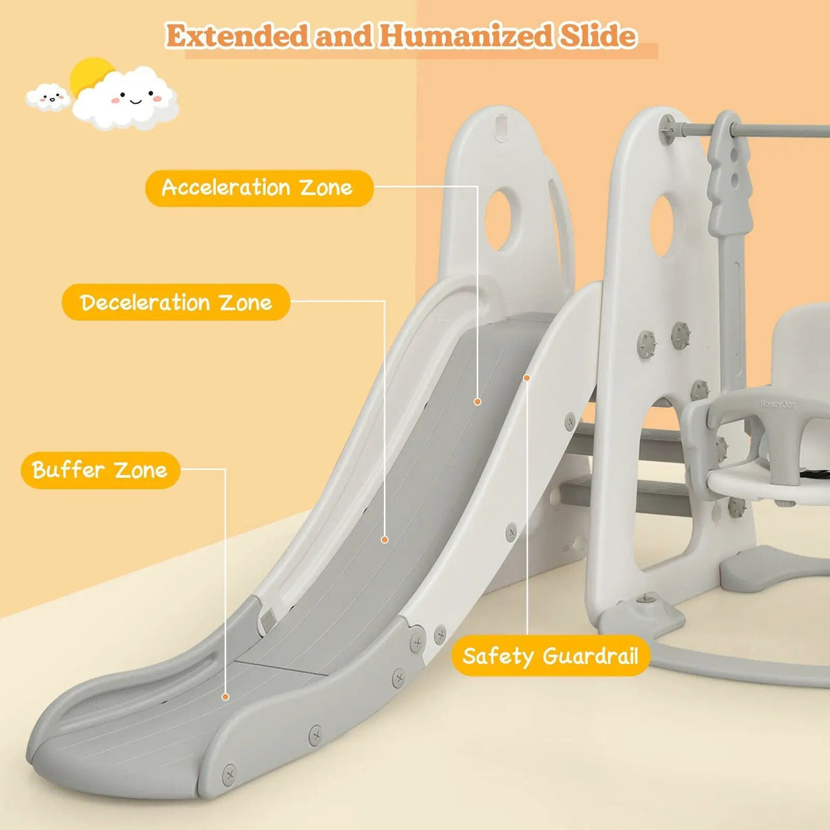 6 in 1 Toddler Slide and Swing Set with Ball Games, photo 6 of 9